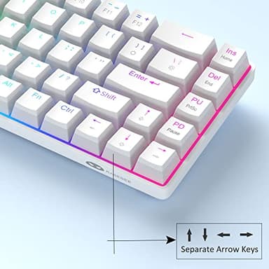 MageGee Portable 60% Mechanical Gaming Keyboard, Red Switch, PBT Pudding Keycaps RGB Backlit Compact 68 Keys Mini Wired Office Keyboard for Windows Laptop PC - White - Image 3