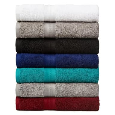 Amazon Basics 6 Piece Oversized Fade resistant Towel set, 100% Cotton towels for bathroom, soft and absorbent, 2 Bath Towels, 2 Hand Towels and 2 Washcloths bathroom towel set, Navy Blue - Image 3