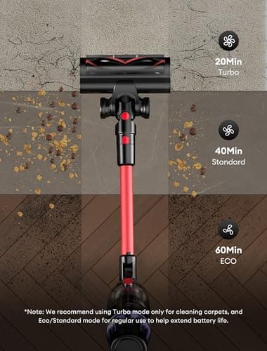 Ultenic Cordless Vacuum Cleaner, 550W/50Kpa, 60Mins Runtime, 180°Bendable Wand, Anti-Tangle Brush, Stick Vacuum Cordless with Charging Dock, Handheld Vacuum for Pet Hair/Carpet/Floor/Car, U16 Flex - Image 4