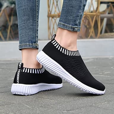 TIOSEBON Women's Athletic Walking Shoes Casual Mesh-Comfortable Work Sneakers 7 US Black - Image 5
