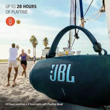 JBL Charge 6 - Portable Waterproof & Drop-Proof Bluetooth Speaker, Bold Pro Sound with AI Sound Boost, 28Hrs of Playtime, Built-in powerbank & Removable Carrying Strap (Black) (Renewed) - Image 5