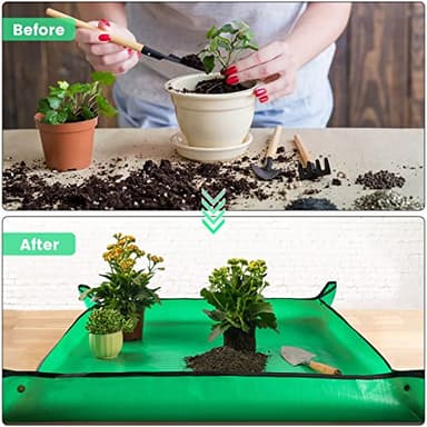 Repotting Mat for Indoor Plant Transplanting Control Mess, 26.8"X26.8" Waterproof Succulent Potting Mat Square Planting Tray Soil Change Mat Gardening Gifts for Plant Lovers - Image 2
