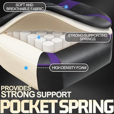 Vonesse Gaming Chair,Computer Chair with Footrest and Massage,Reclining Gaming Chairs for Adults,Big and Tall High Back Gamer Chair (Purple/Black) - Image 4