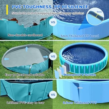 Bilibara 87'' Foldable Dog Pool, Sprinkler Pool for Kids, Non-Slip Heavy Duty Dogs Splash Pad for Small Dogs, Hard Plastic Kiddie Bathtubs for Backyard - Image 2