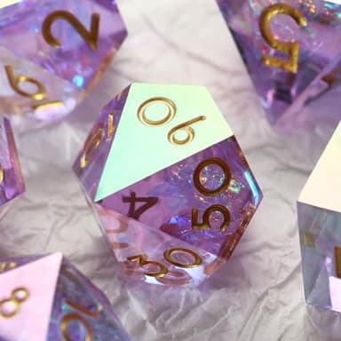 Iridescent Plating Lilac Sharp D&D Dice, DNDND Handmade DND Resin Sharp Edge D&D Die with Gift Case for Dungeons and Dragon Tabletop Games (Iridescent Plating Lilac) - Image 4