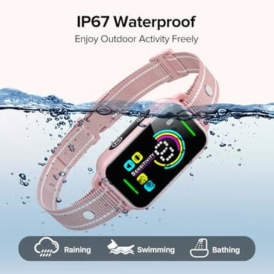 DINJOO Dog Bark Collar for Large Medium Small Dogs,Smart Bark Collar,Rechargeable Anti Barking Training Collar with 8 Adjustable Sensitivity,Bark Collar with Beep (Pink) - Image 7