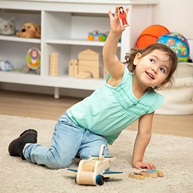 Melissa & Doug Wooden Airplane Play Set with 4 Play Figures and 4 Suitcases - Image 5