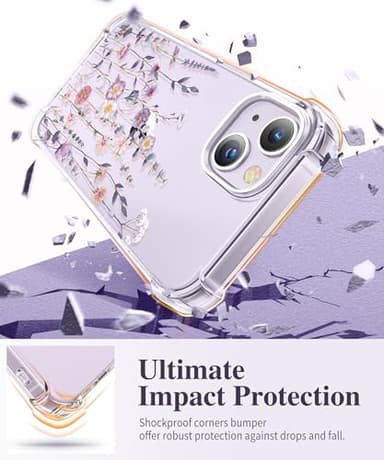 GVIEWIN for iPhone 14 Case Floral, with Screen Protector+Camera Lens Protector,[Non Yellowing]Soft Shockproof Clear Phone Protective Cover for Women, Flower Pattern Design 6.1"(AA-Floratopia/Colorful) - Image 4