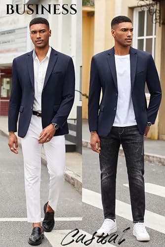 COOFANDY Men's Blazer Casual Sport Coats Slim Fit Lightweight Two Button Suit Jacket Navy Blue - Image 4