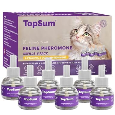 TopSum Cat Calming Diffuser Refills: Pheromone Refill for Cats, Long-Lasting 6-Month Supply, Compatible with Most Diffusers, 6 Pack (Purple) - Image 1