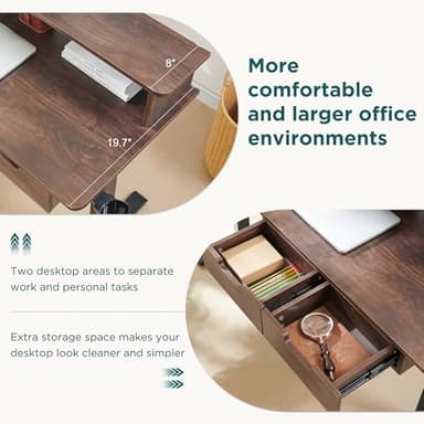 RedLemon 75X60 Inches L Shaped Electric Standing Desk, Height Adjustable Corner Gaming Desk with Drawers, Keyboard Tray, Power Outlets & LED Lights, Computer Desk with Monitor Shelf, Dark Walnut - Image 5