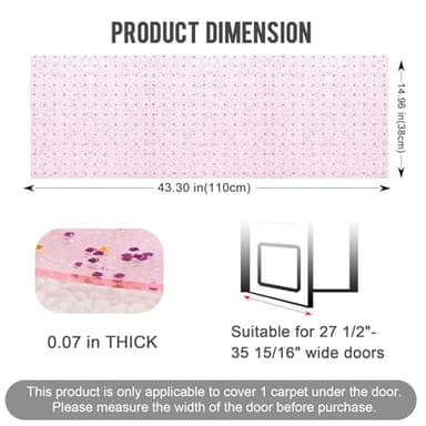 Uross Carpet Protector for Pets - Cat Carpet Protector for Doorway, Anti Scratch Under Door Cat Protector Mat, Easy to Cut Plastic Scratch Stopper Guard Carpet 3.6FT-Purple - Image 3