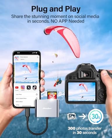 Hicober USB C to SD, Micro SD Memory Card Reader, Type C to SD Card Reader Adapter 2TB Capacity for MacBook Camera Android Windows Linux and Other Type C Device-Space Grey - Image 4