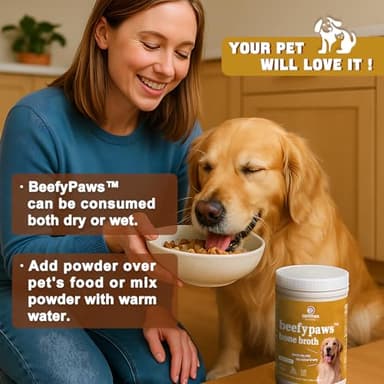 Zammex Grass-Fed Beef Bone Broth Protein Powder for Dogs & Cats - Joint & Bone Support, Healthy Fur Enhancer, Pet Food Topper for Dry & Wet, 10.58oz - Image 4