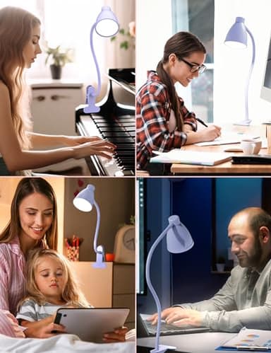 BOHON Desk Lamp with Clamp, 10W 38 LED Clip on Light, 5 Color 10 Brightness Auto Off Timer, Flexible Gooseneck Clip Lamp, Desk Lights for Office Home Bed Bedside Reading, Lilac Purple - Image 7