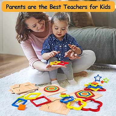 Toddler Puzzles Montessori Toy Wooden Shape Sorting Puzzle Sensory Toy Toddler Activities Preschool Learning Educational Autistic Developmental 1 2 3 Year Old Girl Boy 1-3 Dementia Game Easter Gift - Image 6