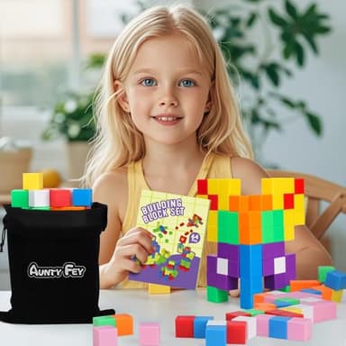 AuntyFey 64 Pcs Magnetic Blocks, Magnet Blocks, Magnetic Cubes Blocks for Kids, Learning Educational Stem Blocks for Kids Ages 4-8 - Image 8