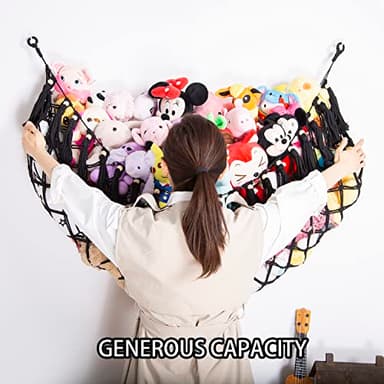 YKBU Large Stuffed Animal Net or Hammock Macrame Toy Display Plush Toy Holder Wall Hanging Net for Stuffed Animal Storage_Black - Image 4