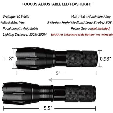 2 Pack Flashlights High Lumens, 5 Modes Zoomable LED Tactical Flashlight, Waterproof Handheld Flash Light for Camping Home Emergencies, Christmas Stocking Stuffers Gifts for Men, Camping Essentials - Image 7