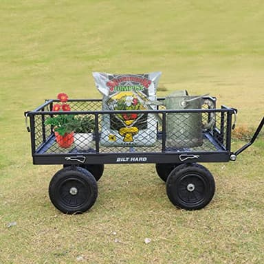 BILT HARD 880 lbs 10" Flat Free Tires Steel Garden Cart with 180° Rotating Handle and Removable Sides, Heavy Duty 4 Cu.Ft Capacity Utility Garden Carts and Wagons, Black - Image 7