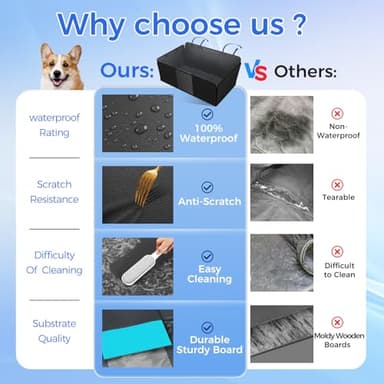 HOB4U Back Seat Extender for Dogs, Hard Bottom Dog Car Seat Cover for Truck Back Seat, Upgraded PU Leather Dog Hammock for Car, Waterproof, Anti Scratch, Larger Space, Holds 400lbs - Image 5