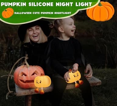 DREAMING MY DREAM Cute Pumpkin Lamp,Halloween Decor Night Light Silicone LED Lamp Rechargeable Bedside Touch Lamp,Nursery Pumpkin nightlight for Kids,Breastfeeding for Baby - Image 4
