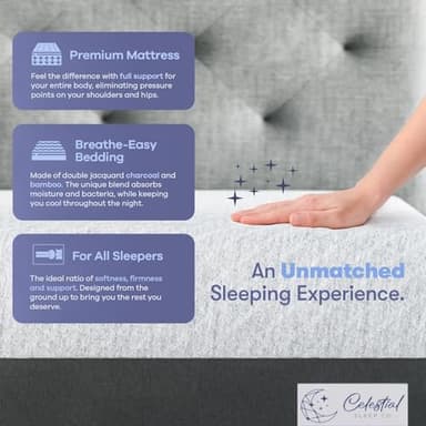 Celestial Sleep Gel Memory Foam Mattress in a Box, Made in The USA, CertiPUR-US® Certified Foam, Oeko-Tex, and Fiberglass-Free Certified Bed, 10 inch Medium - Queen - Image 5