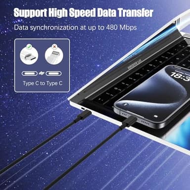 3-Pack Black [3.3FT+6.6FT+6.6FT] 60W USB C to USB C Cable, Type C Fast Charging Cable for iPhone Air 17 16e 16 15 Pro Plus Pro Max，for Galaxy S25, for iPad Pro/Air/mini, for MacBook Pro/Air and More - Image 6