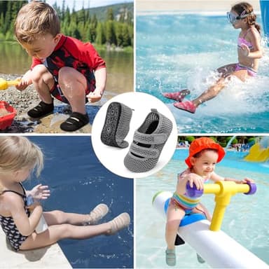 BARERUN Water Shoes Toddler Boys Girls Quick Dry Barefoot Aqua Shoes Swim Pool Beach Shoes Non Slip Breathable Sandals Lightweight Summer House Slippers LightgreyHole 3.5-4.5 - Image 7