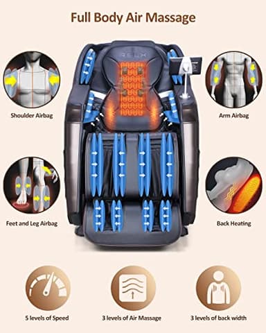 RELX 2025 Massage Chair Full Body, Zero Gravity SL-Track Shiatsu Massage Chair Built-in Heat System, Airbag Massage, with Body Scan, Deep Yoga Stretch, Calfrest Extension and AI Control(Brown) - Image 6