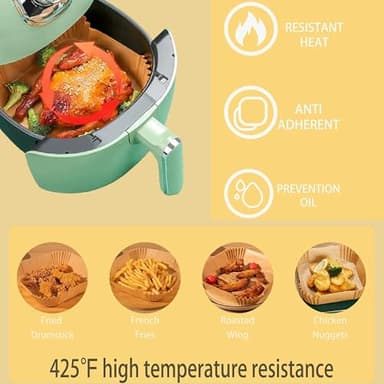 Air Fryer Paper Liners, 125PCS Non-stick Disposable Liners, Baking Paper for Air Fryer Oil-proof, Water-proof, Food Grade Parchment for Baking Roasting Microwave (8inch-Square) - Image 6