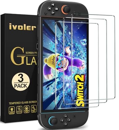 ivoler 3-Pack Screen Protector Tempered Glass for Nintendo Switch 2 Model 2025, Transparent HD Clear Anti-Scratch Screen Protector Accessories for Nintendo Switch 2, [7.9 inch] - Image 1