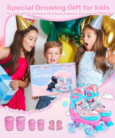 Roller Skates Kids Girls, Sportneer 4 Sizes Adjustable Roller Skates for Kids Age 5-12 with Protective Gear Set Light Up Roller Skate for Children Youth Beginners Indoor & Outdoor Use, Pink, XS - Image 5