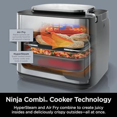 Ninja Combi All-in-One Multicooker, Oven, & Air Fryer, Complete Meals in 15 Mins, 14-in-1 Functions, Combi Cooker + Air Fry, Bake, Roast, Slow Cook and More, 3 Accessories, Stainless Steel, SFP701 - Image 3