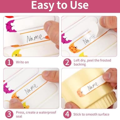 480 Pcs Labels for Kids Stuff Daycare, Waterproof Baby Name Label, Washable Bottle Labels, Reusable Self-Adhesive Tag Stickers for School Essentials, Self-Laminating Write-on - Image 6