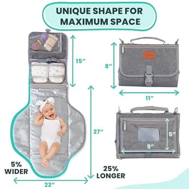 Portable Changing Pad for Baby – Soft, Comfortable Portable Diaper Changing Pad with Wipes Pockets, Waterproof and Easy to Clean – Baby Registry Search, new born baby essentials must haves, baby stuff - Image 3