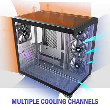 KEDIERS PC CASE ATX 4 Fans Pre-Installed, Type-C Mid Tower Computer Case with Full-View Dual Tempered Glass, Gaming PC Case,Black,K4 - Image 2