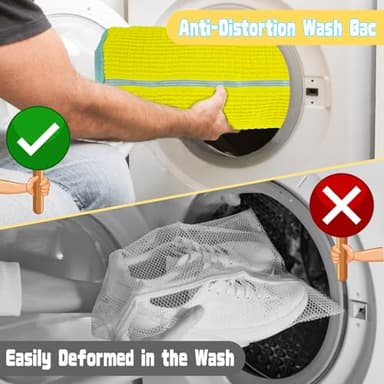 2PCS Shoe Washing Machine Bgs,Laundry Shoe Bags for Washer and Dryer, Reusable and Durable Zipper Sneaker Shoe Washing Bag, Tennis Shoe Cleaning Bag for All Shoe Types (Yellow) - Image 6