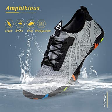 WateLves Water Shoes Mens Womens Beach Swim Shoes Quick-Dry Aqua Socks Pool Shoes for Surf Yoga Water Aerobics (C/Light Gray, 43) - Image 3