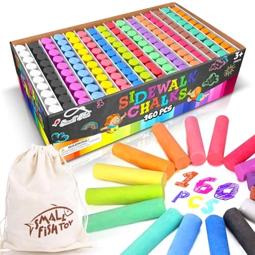 160PCS Sidewalk Chalks Set in 16 Colors: Jumbo Washable Drawing Chalk for Kids Outdoor Art, Non-Toxic Dustless Colored Giant Box Chalkboard Chalk for Toddler Painting on Blackboard, Playground, Party - Image 1
