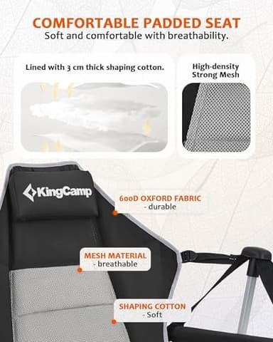 KingCamp Hammock Chair with Footrest, Swinging Portable Folding Camping Chairs for Adults MAX 400lbs Heavy Duty Foldable Oversized Rocker with Cup Holder Pillow for Outdoor Beach Patio Sport Lawn - Image 8