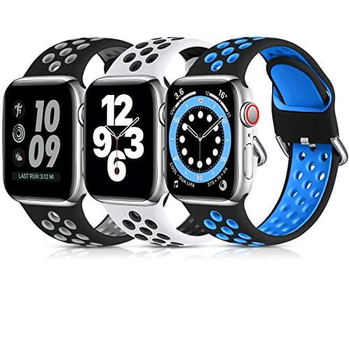 Lerobo 3 Pack Sport Bands Compatible with Apple Watch Band 44mm 49mm 46mm 45mm 42mm 41mm 40mm 38mm Men Women,Soft Silicone Breathable Band for iWatch SE Ultra iWatch Series 10 9 8 7 6 5 4 3 2 1 - Image 1