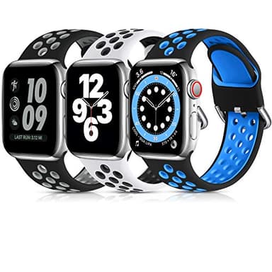Lerobo 3 Pack Sport Bands Compatible with Apple Watch Band 44mm 49mm 46mm 45mm 42mm 41mm 40mm 38mm Men Women,Soft Silicone Breathable Band for iWatch SE Ultra iWatch Series 10 9 8 7 6 5 4 3 2 1 - Image 1