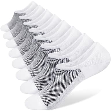 SIXDAYSOX Socks for Men No Show 8 Pairs Size 9-11 White Mesh Knit Low Cut Ankle Socks with Non Slip Grid for Flat Loafer Sneakers - Image 1