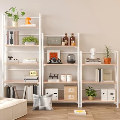 BHG Vintage Multifunctional Bookcase Folding Bookshelf, No-Assembly Plant Stand Storage Rack Shelves for Home Office (White, 4-Tier) - Image 5