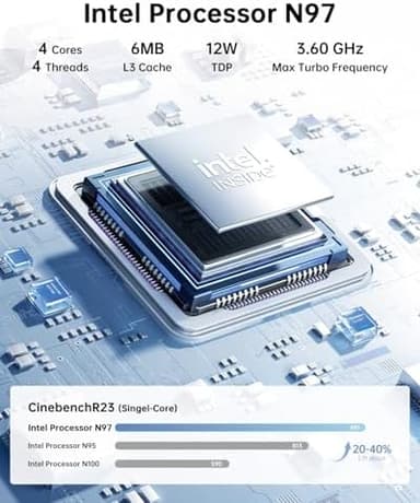 KAMRUI Essenx E2 Mini PC 11 Pro, 12th Gen Alder Lake N97(up to 3.6GHz) Micro PC (Beat N150/N100/N95), 16GB RAM 512GB M.2 SSD, Desktop Computers 4K Dual Display/USB3.2/WiFi/BT/LAN Small Computer - Image 6