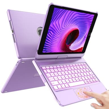 HOTLIFE Case with Keyboard for iPad 10.2,Touch Trackpad Keyboard Case for iPad 9th Generation/8th/7th Gen, 10 Corlor Backlit - 360° Rotatable Protective Cover with Pencil Holder - Image 1