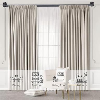 Industrial Double Curtain Rods for Windows 31 to 137 Inch, Adjustable Telescoping 1 Inch Black Double Curtain Rod Set Heavy Duty Blackout Wrap Around Curtain Rod for Living room, Sliding Glass Door - Image 6