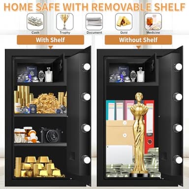 6.0 Cub Large Home Safes Fireproof Wterproof, Anti-theft Fireproof Safe with Programmable Keypad, Spare Keys and Alarm Systerm, Digital Home Security Safe Box for Document Money Medicines - Image 4