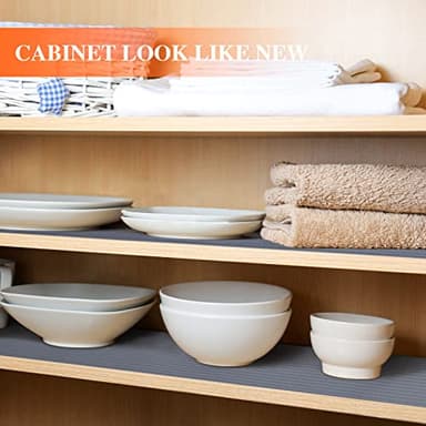 Mcrbeay Shelf Liners for Kitchen Cabinets, Non-Adhesive, 12Inch x 30Ft, Non-Slip Kitchen Drawer Liner, Waterproof Durable Cabinet Liners for Shelves, Pantry, Dark Gray - Image 3
